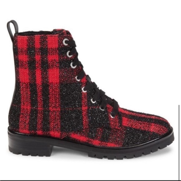 Kate Spade Red and Black Combat Boots Size 7 NWOT ( S - 12) - Picture 2 of 8